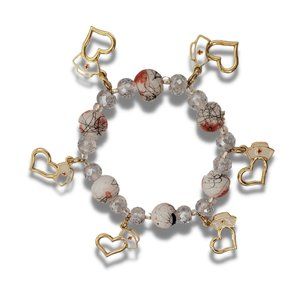 Red & White Glass Bracelet